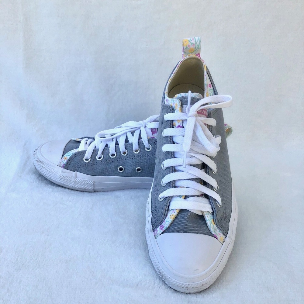 Converse girls CTAS Double Upper Tongue OX wolf gray peony pink white size 6